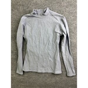 Under Armour ColdGear Top Womens Large Gray Mock Neck Long Sleeve Athletic